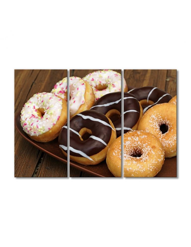 Картина модульная Пончики в глазури 3 модуля 70x105 см