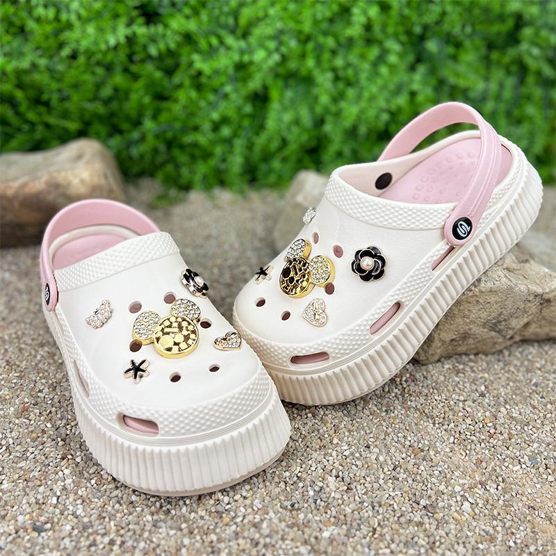 Крокси жіночі Е-0010115-1 з джибітсами на платформі p. 40 25,5 см Бежевий (82475930)