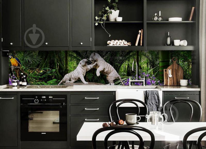 Скинали на кухню Zatarga «Белые тигры» 600х3000 мм виниловая 3Д наклейка кухонный фартук самоклеящаяся Z180388/2