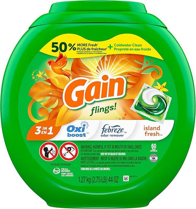 Капсули для прання Gain flings OxiBoost + Febreze 3в1 60 шт.