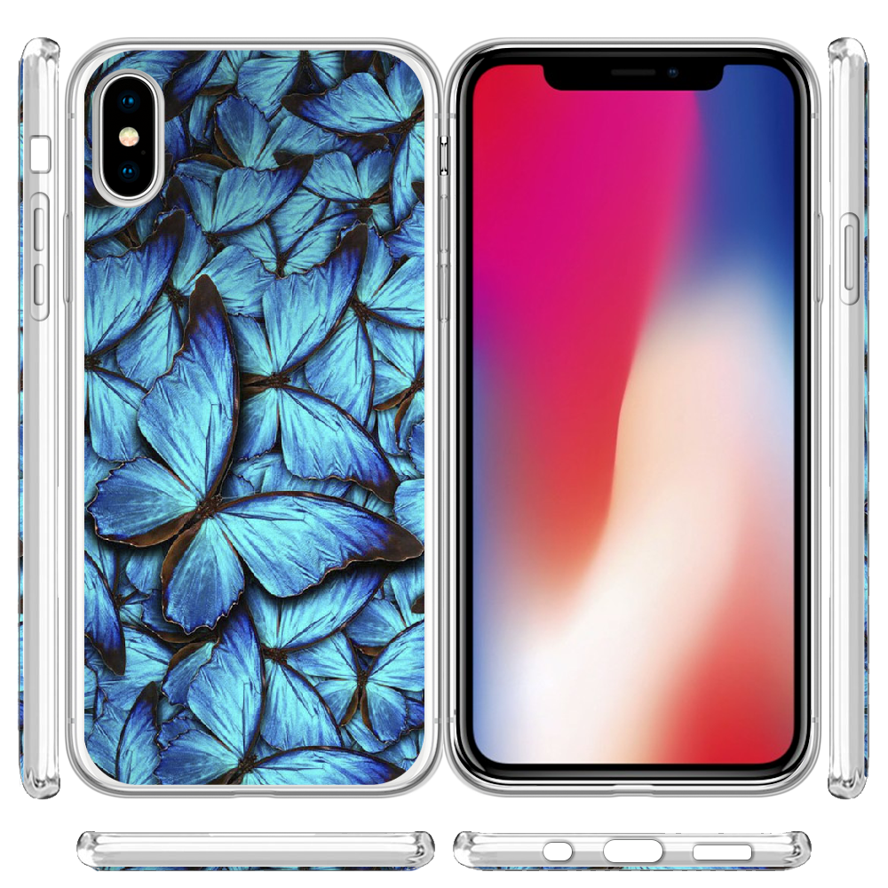 Чехол Boxface iPhone XS лазурные бабочки Прозрачный силикон (35413-up1550-32139) - фото 3