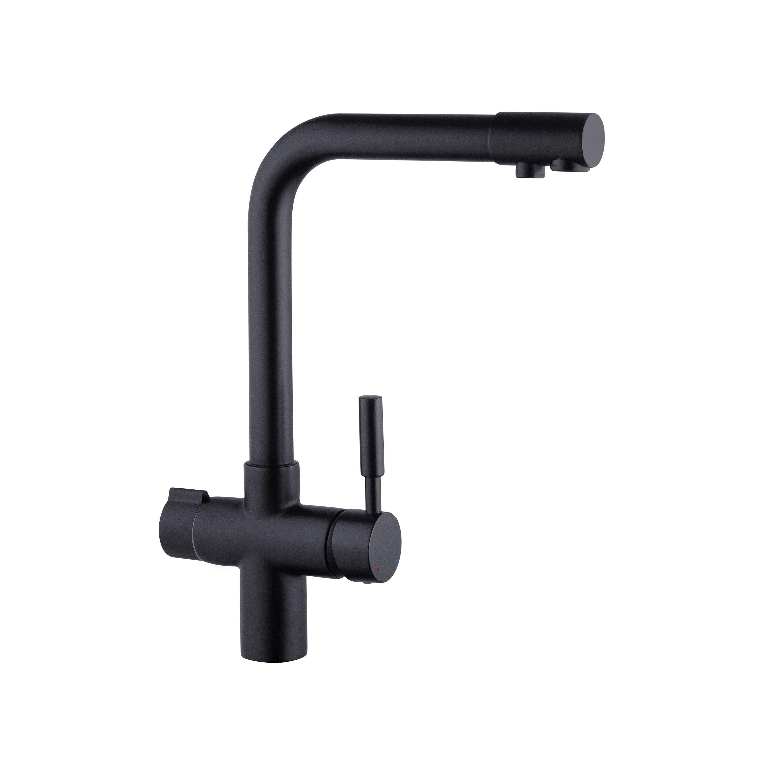 Змішувач для кухні KRONER Küche-SCH0381 CV024308 на дві води Чорний (140881)