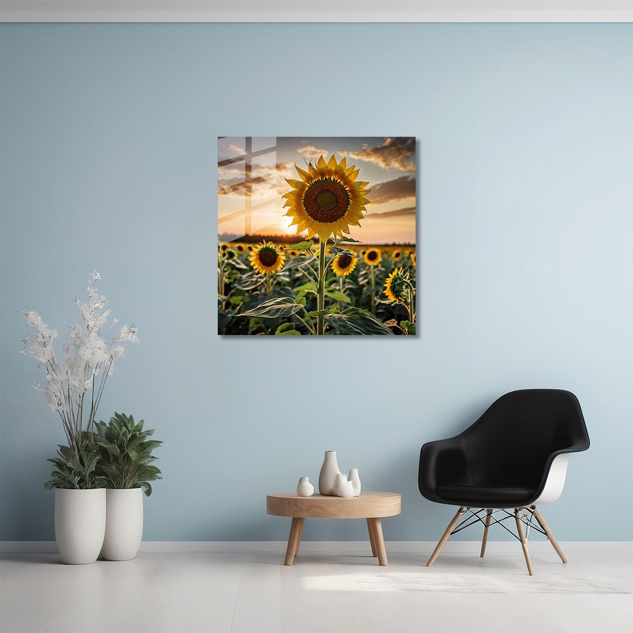 Картина на стекле NovellaPrint Подсолнухи на закате 70х70 см (495.2) - фото 4