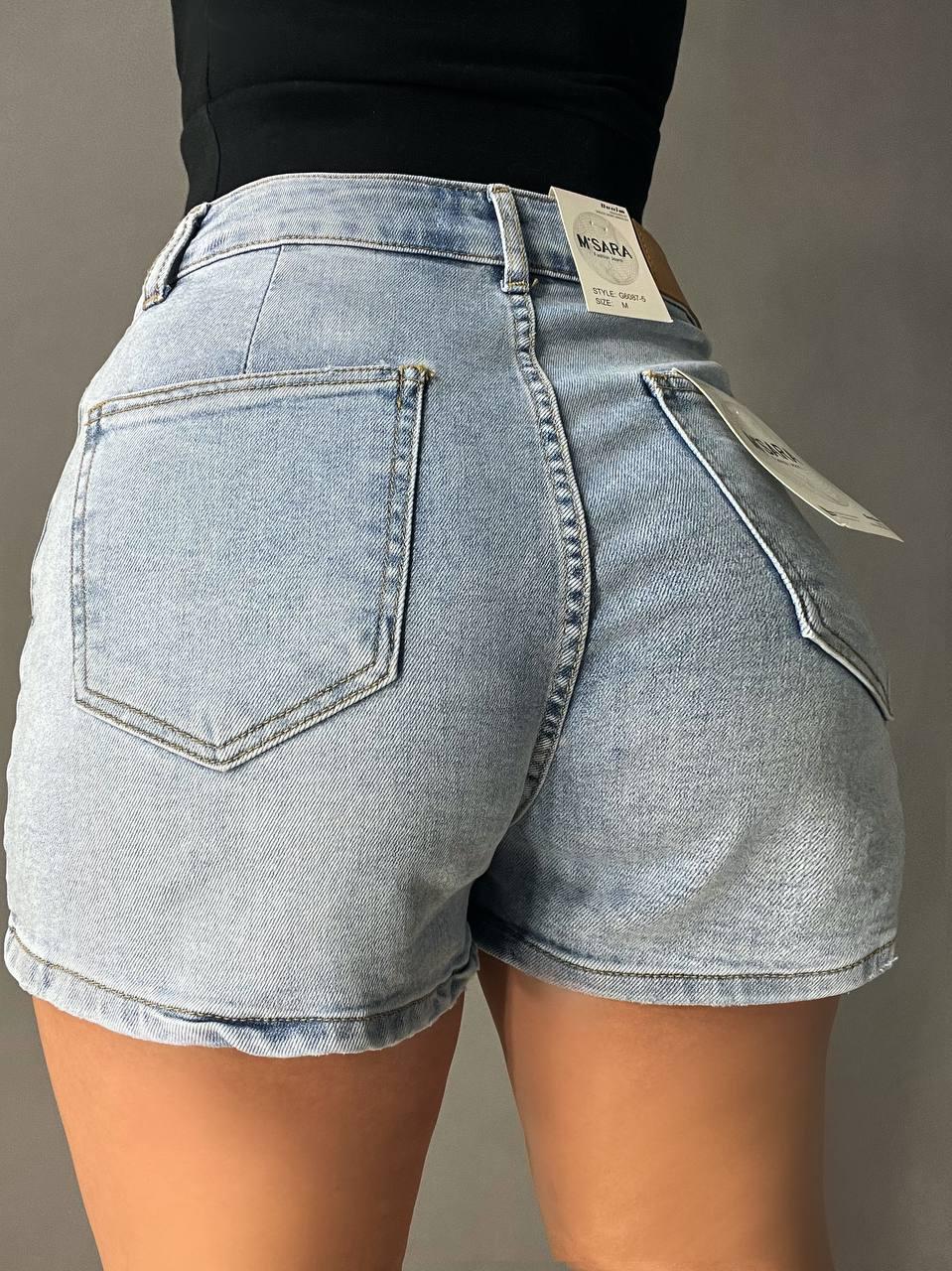 Шорты юбка женские M.Sara 6077 джинсовые короткие L Голубой (4142) - фото 5 Шорты юбка женские M.Sara 6077 джинсовые короткие L Голубой (4142) - фото 5