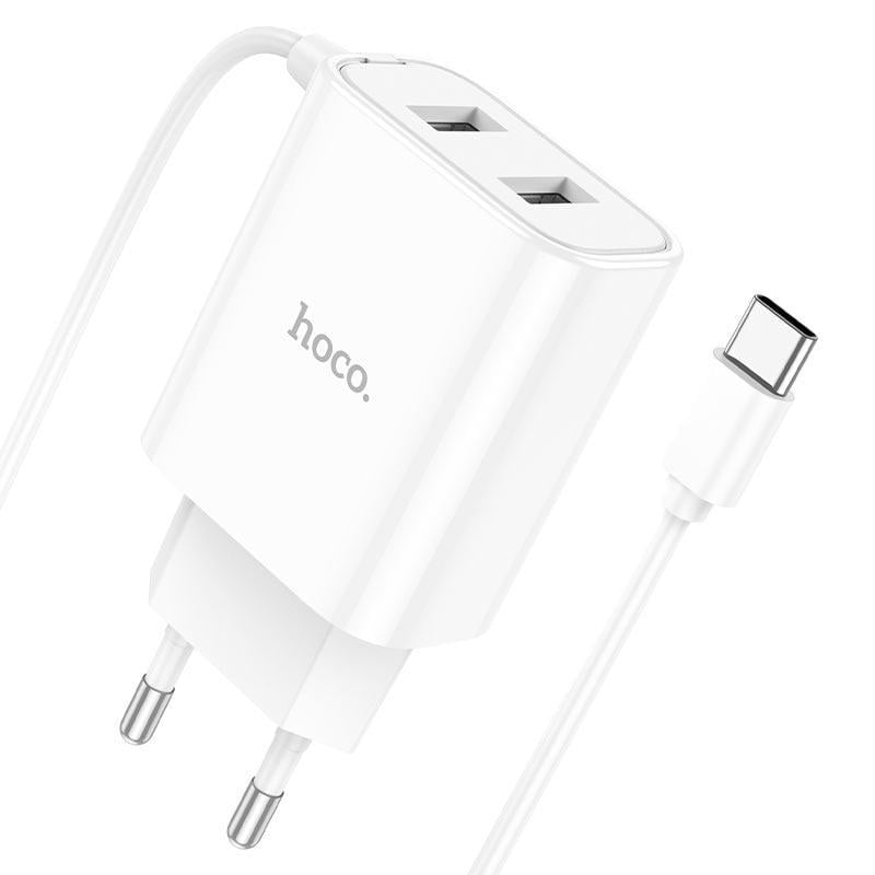 Зарядное устройство Hoco C103A кабель Type-C 2 USB 2.1 A White (d4dc25b1) Зарядное устройство Hoco C103A кабель Type-C 2 USB 2.1 A White (d4dc25b1)