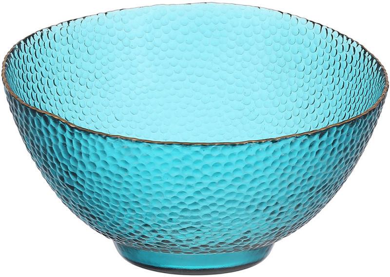 Салатник стеклянный Bauble 17х12 см Изумрудный с золотой каймой