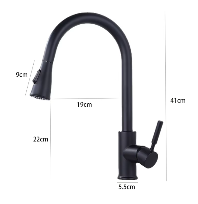 Смеситель для кухни с выдвижным изливом 2 режима лейки Серебристый (КСК056) - фото 2