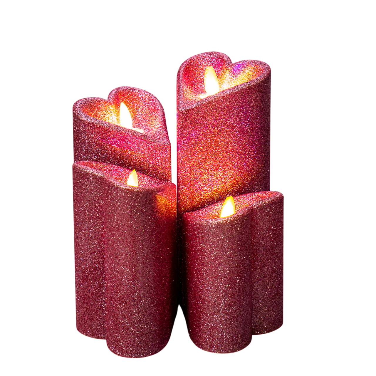Набор рождественских свечей из 4 шт. из пластика на батарейках Розовый (147-81-8518-006)