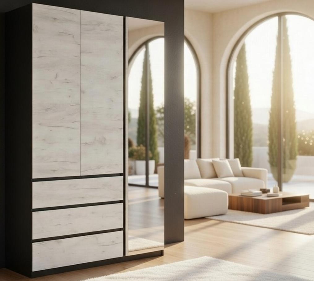 Шкаф Мастер Форм Брайт правосторонний с зеркалом 1200х520х2000 мм Венге магия/Дуб крафт белый (32414)