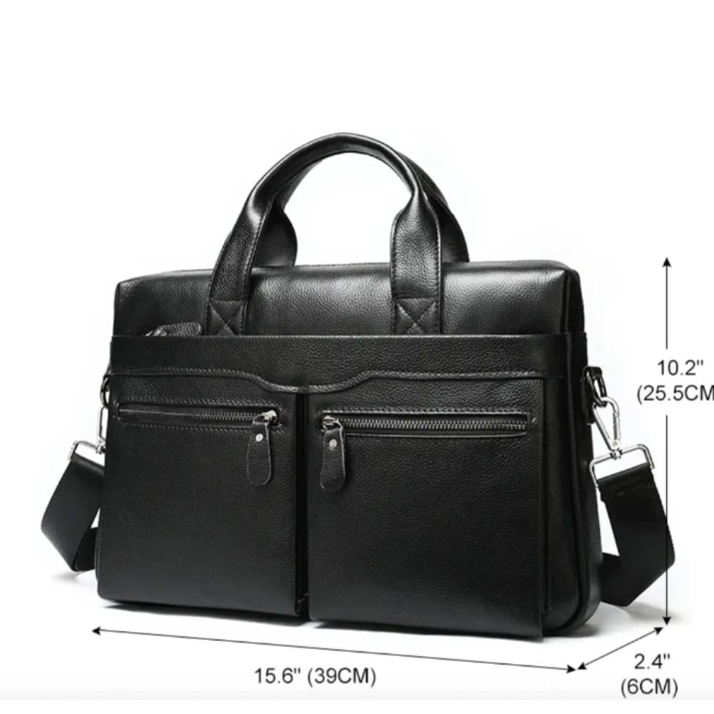Портфель чоловічий Lorian з відділенням для ноутбуку з натуральної шкіри Чорний (LR 259006-black) - фото 9