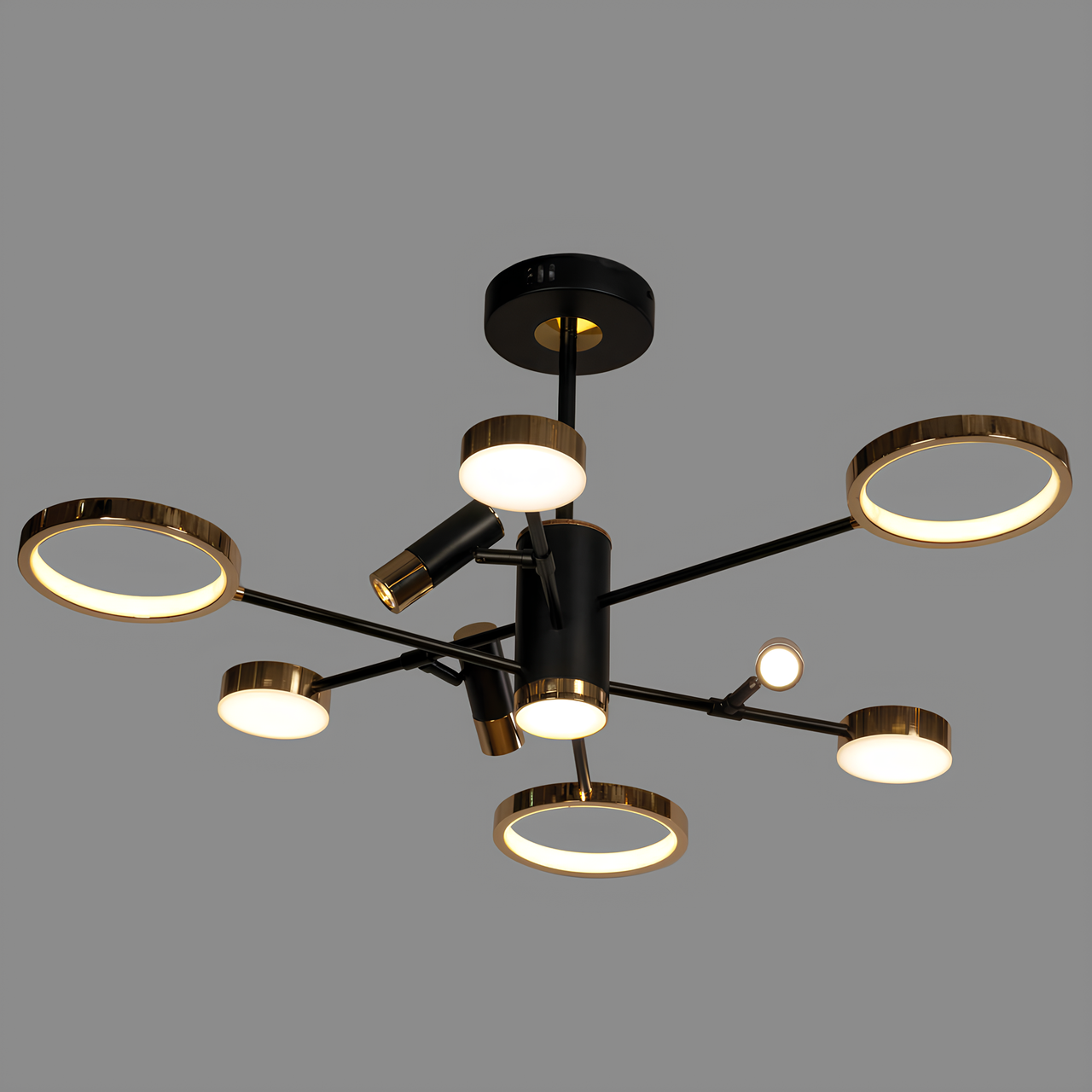 Люстра светодиодная Svet с пультом 112W+9W точечные споты 3000-6000К (SY-16064/3+3+1 BK+FGD)