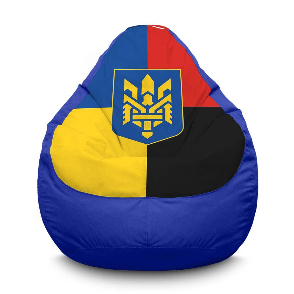 Кресло мешок iPuff Украина Герб Оксфорд XXXL 100х135 см Синий