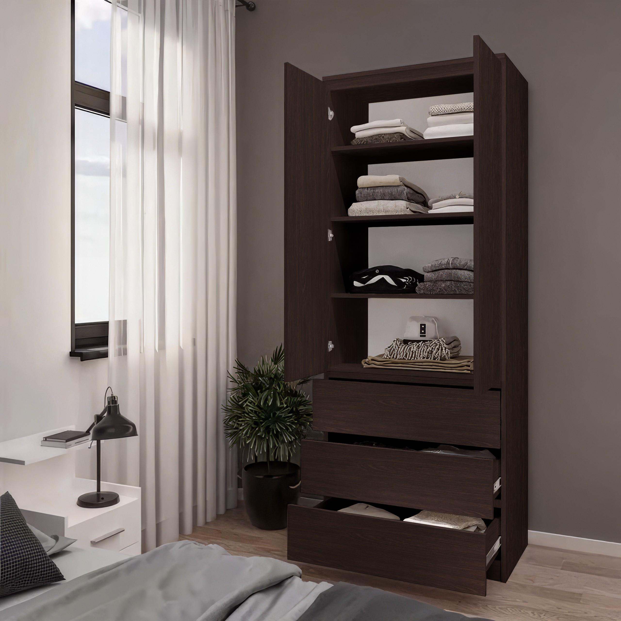 Шафа з полицями та шухлядами T-210 803х502х2117 мм Венге темний Шафа з полицями та шухлядами T-210 803х502х2117 мм Венге темний