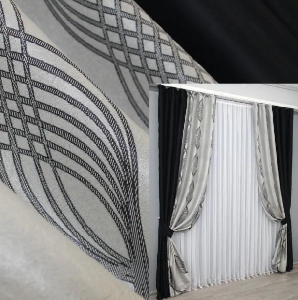 Штори блекаут 1,5х2,7 м 2 шт. Чорний/Сірий (014дк/908-573Бш) - фото 5