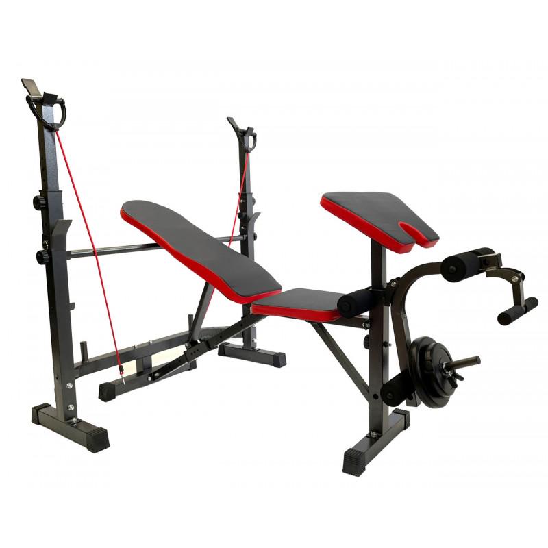 Лавка универсальная под штангу Скотта 7FIT L910 для жима/парта с эспандерами