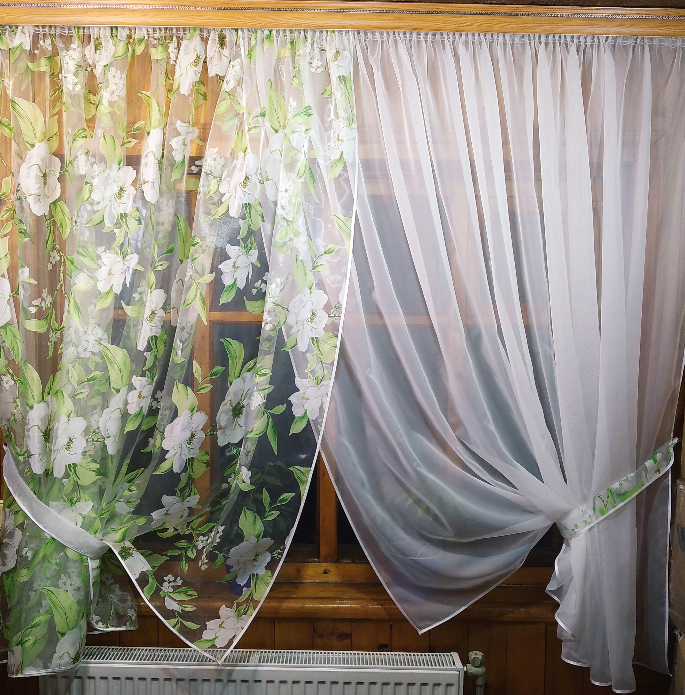 Фіранка коротка Вероніка Білий/Яблучний - фото 2 Фіранка коротка Вероніка Білий/Яблучний - фото 2