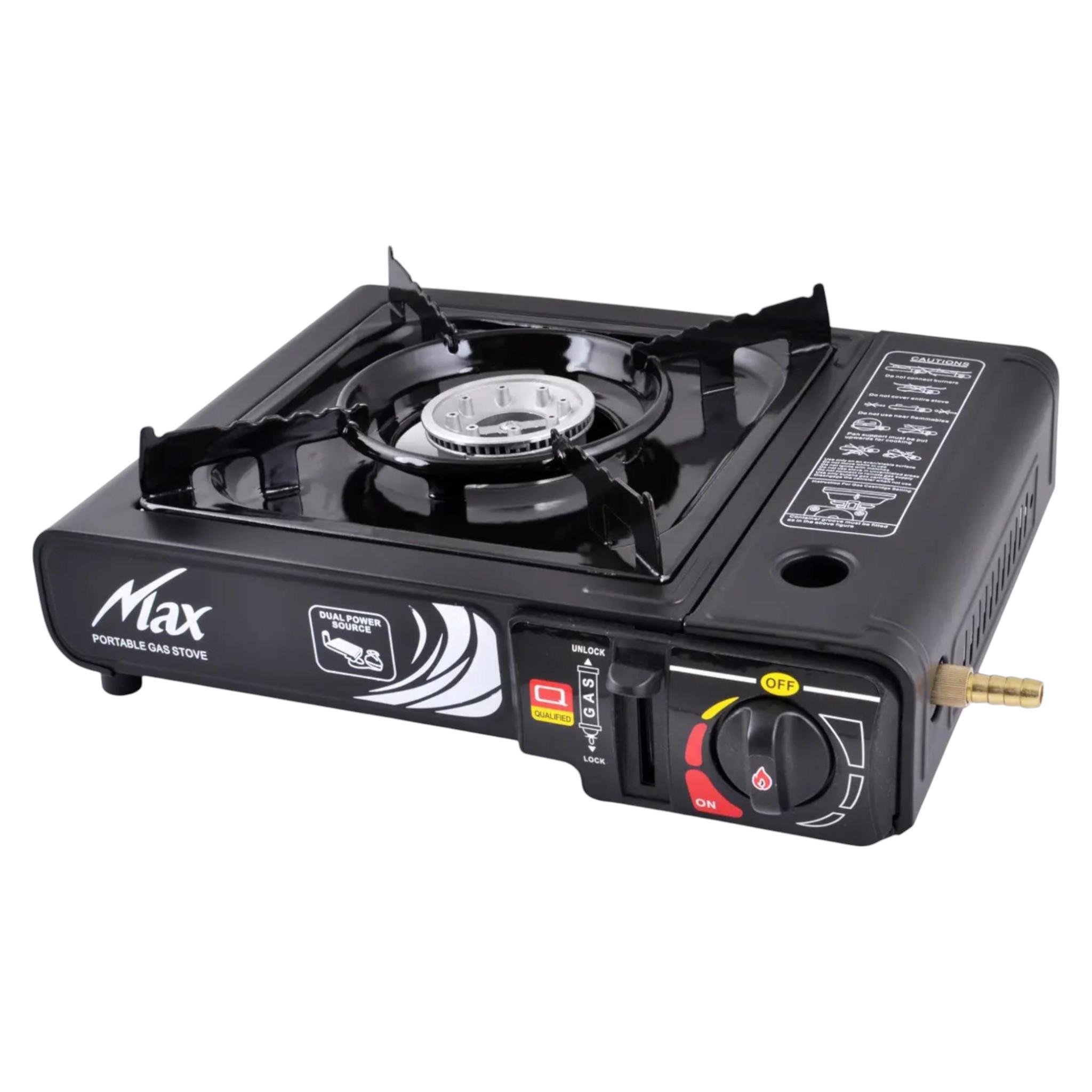 Газовая плита портативная MAX 66-4 двойного действия с адаптером в кейс Black (25685688)