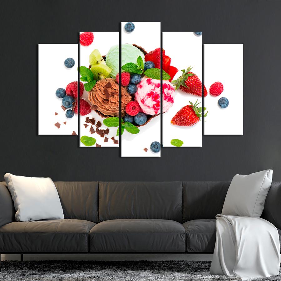 Настенний декор Шарики мороженого с разными вкусами 112x68 см (A348-5)