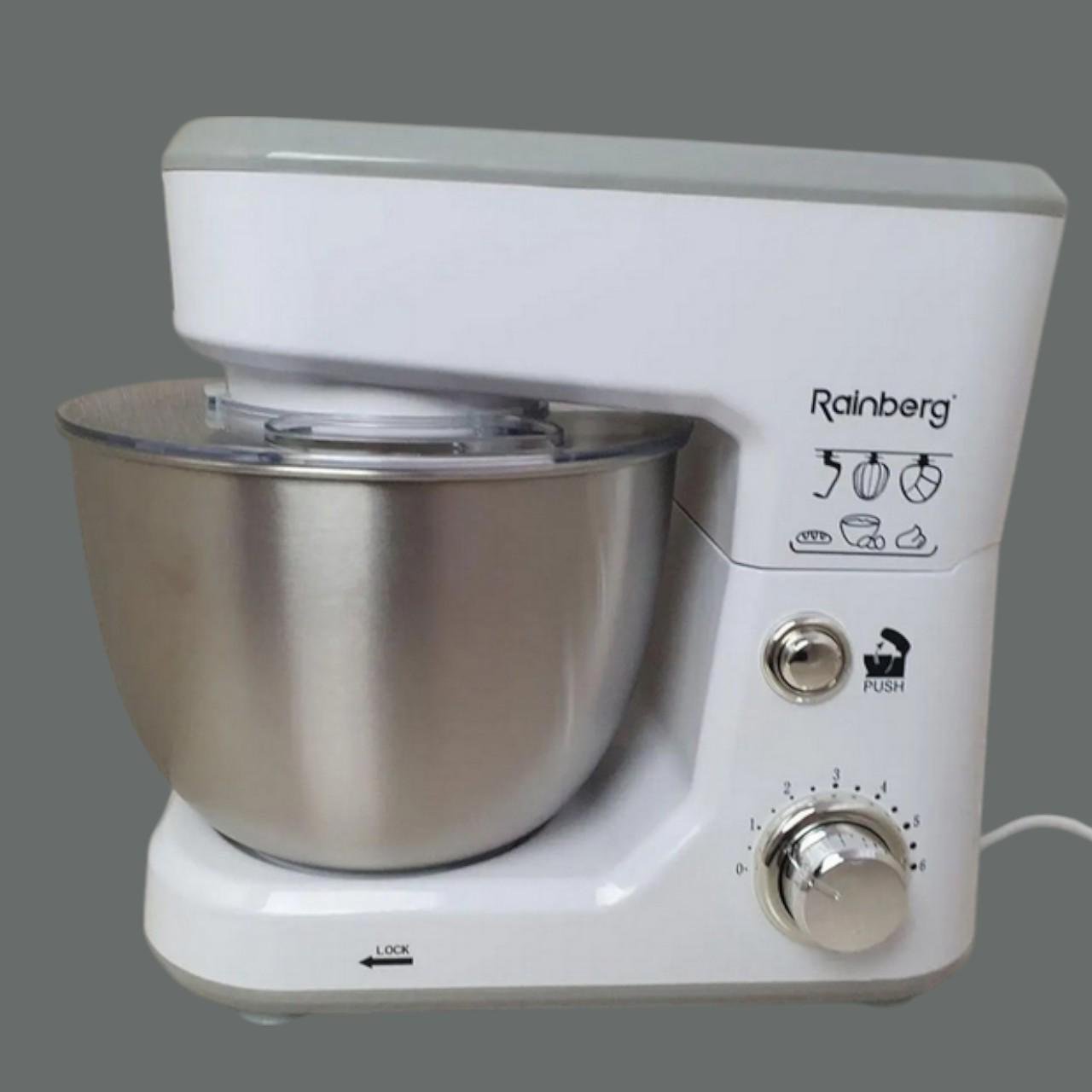 Комбайн кухонний Rainberg 8082 з нержавіючої сталі 3 насадки 6 режимів роботи 3200 Вт 5 л Білий (є2)