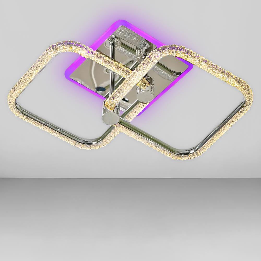 Люстра потолочная светодиодная Light House SC-19369/2C CR PK/BU/PL 48W/12W 350х350х150 мм Хром