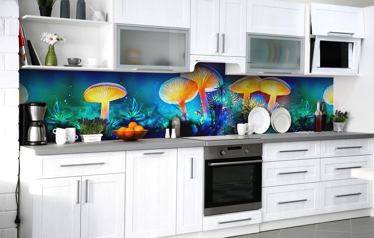 Кухонный фартук Тайна грибного царства виниловый самоклеющийся 60х300 см