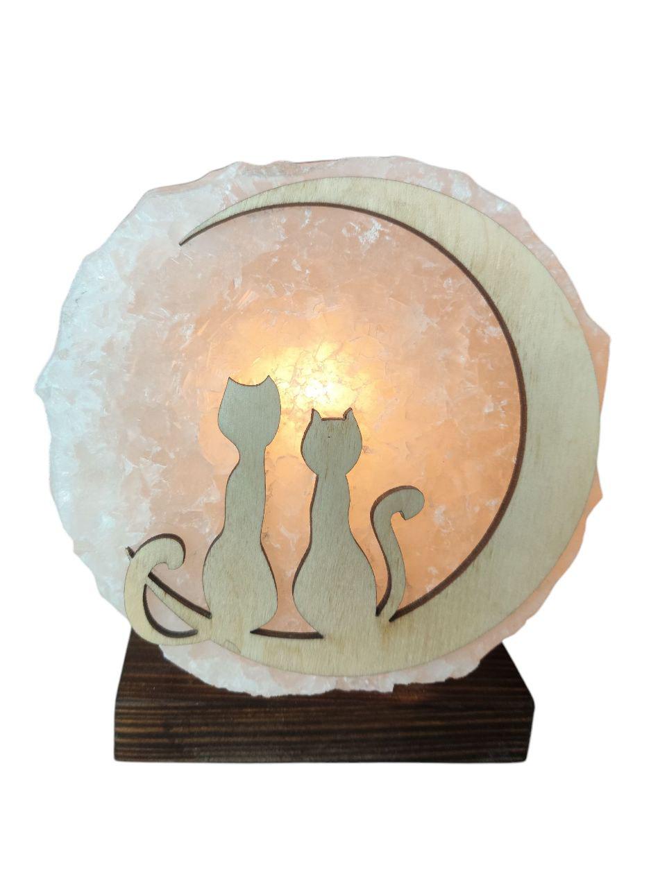 Соляная лампа Котики на луне из артемовской соли (26654569)