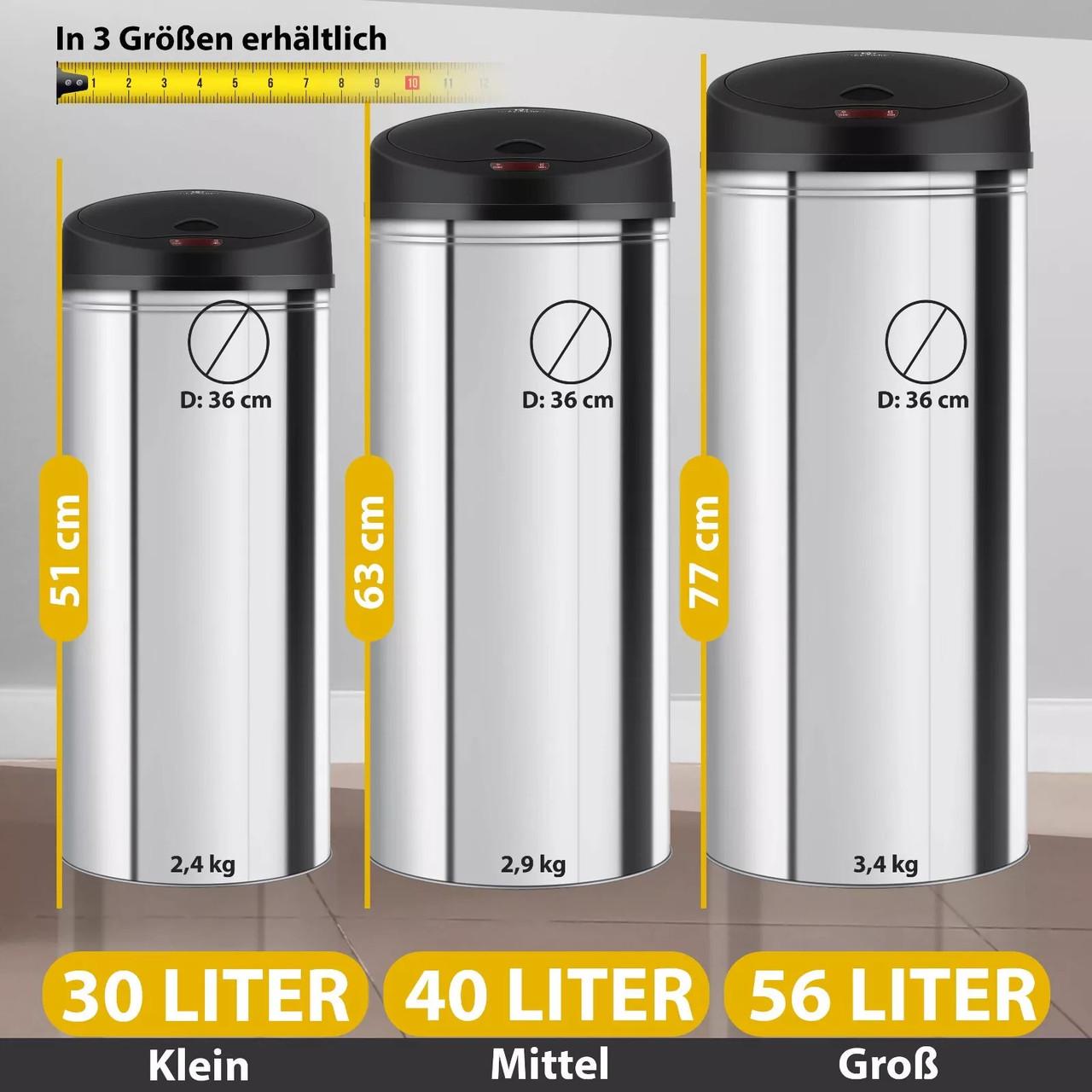 Мусорное ведро с автоматическим датчиком KESSER из нержавеющей стали 56 л Silver - фото 3 Мусорное ведро с автоматическим датчиком KESSER из нержавеющей стали 56 л Silver - фото 3