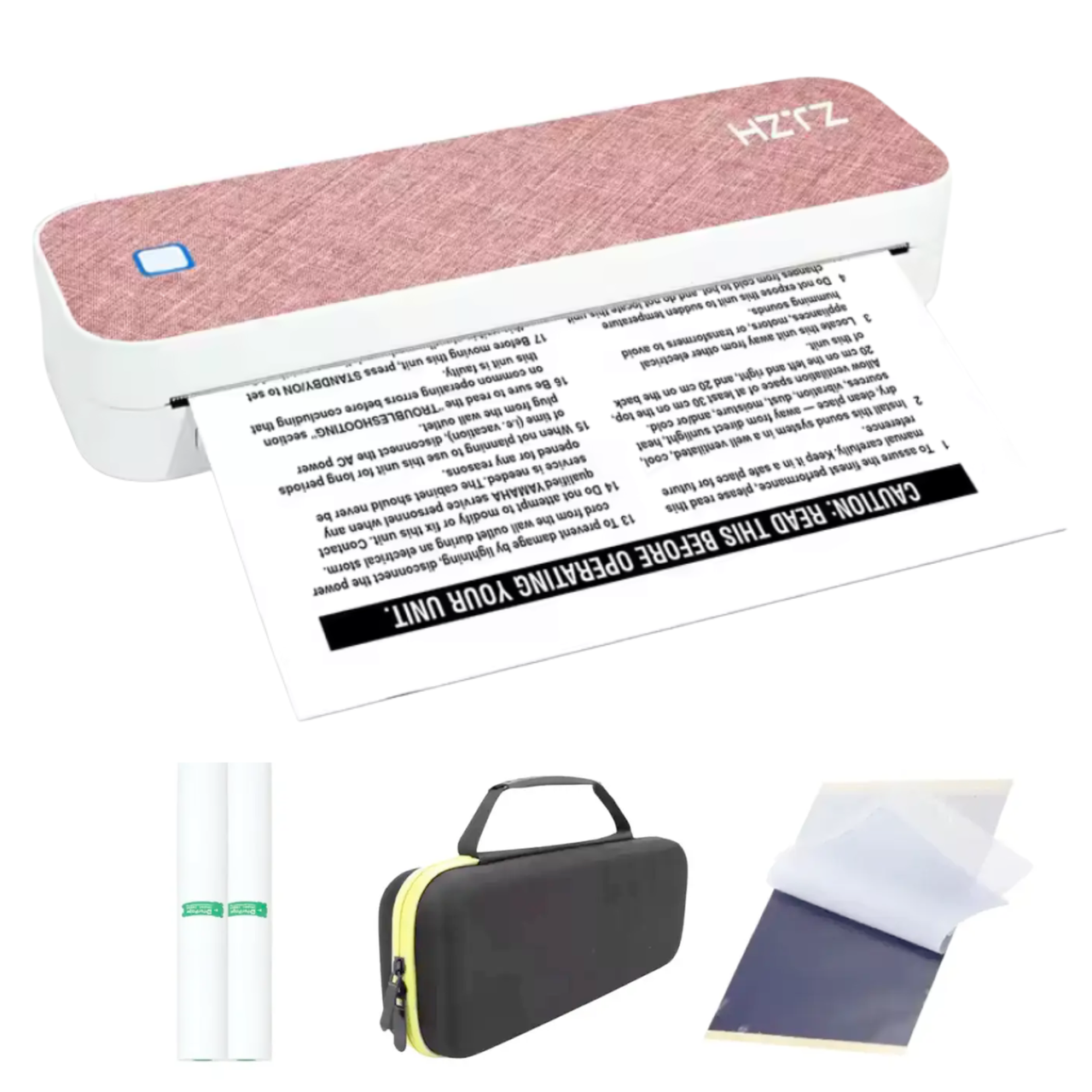 Термопринтер для друку документів та ескізів тату HZTZ A4XR Bluetooth 203 dpi A4 портативний та чохол/2 рулони термо паперу/5 арк. паперу (32710062)