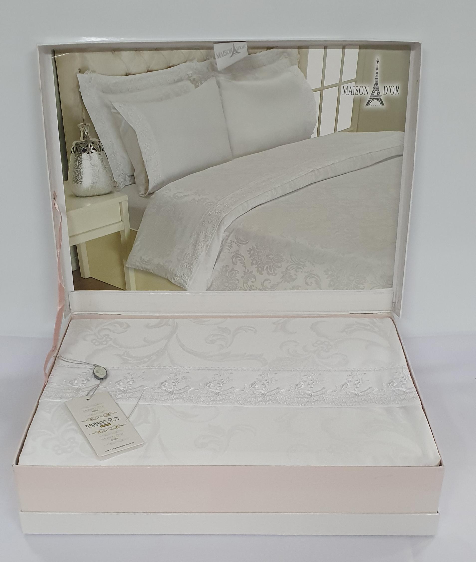 Комплект постельного белья Maison D'or с кружевом семейный Pluton Beyaz (02MD2160SBPluton23)