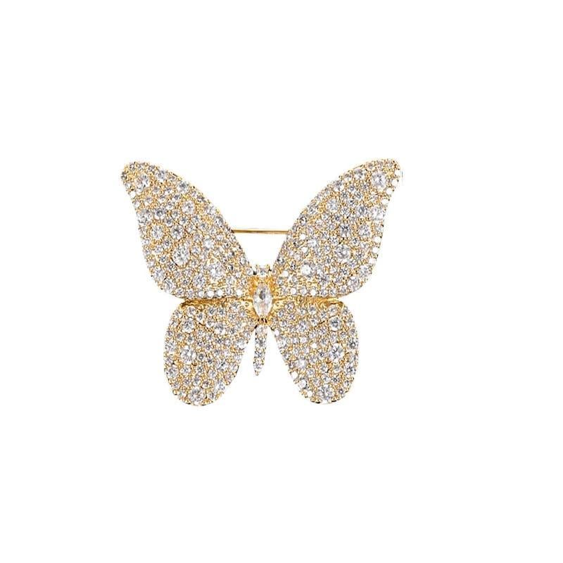 Брошь Танец Бабочки со стразами Золотистый (2789190659)