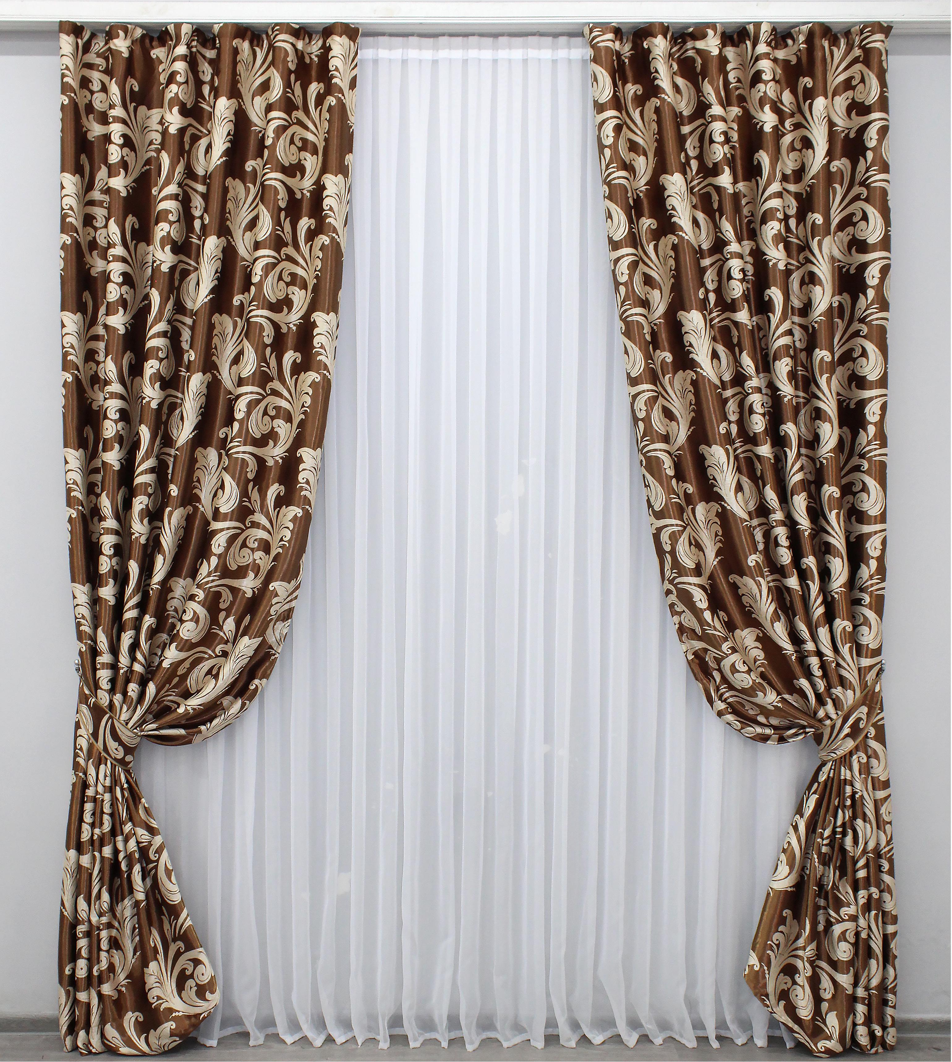 Комплект штор VR-Textil Лилия № 1275ш А блэкаут-софт 150х270 см 2 шт. Коричневый/Капучино (33-0120)