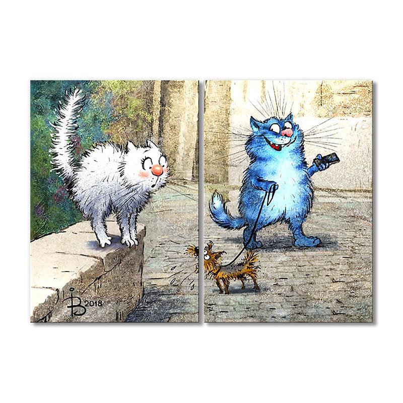 Модульная картина Натравил собаку на даму 2 модуля 80x120 см