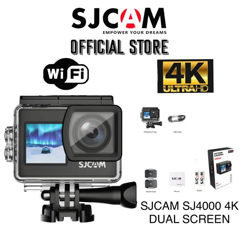 Екшн-камера SJCAM SJ4000 Dual Screen 4K Wi-Fi з водонепроникним кейсом до 30 м Black - фото 2