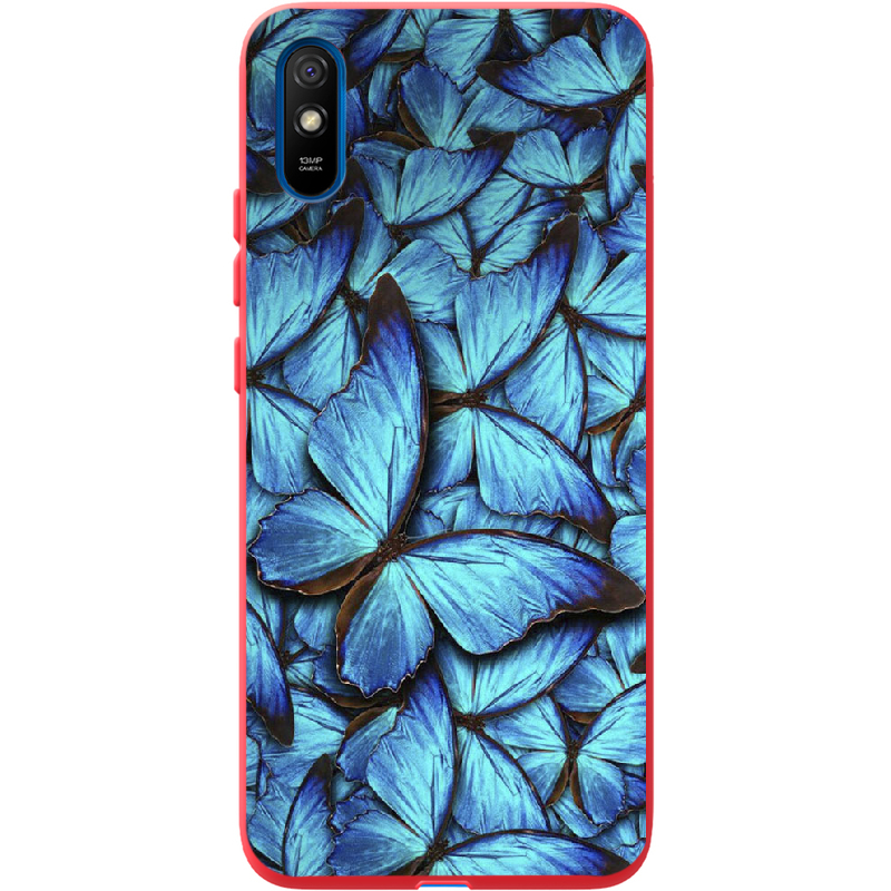 Чехол BoxFace Xiaomi Redmi 9A лазурные бабочки Красный силикон (40304-up1550-41928)