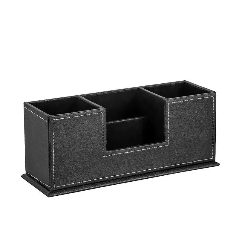 Органайзер для канцелярии настольный для канцелярских принадлежностей и аксессуаров из искусственной кожи Черный