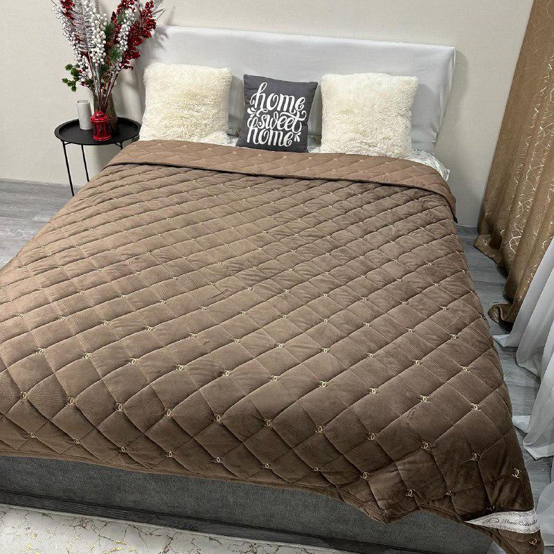 Покривало на ліжко велюрове євро 220x240 см Коричневий (28821679) - фото 8