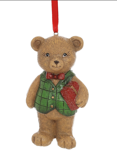 Подвеска новогодняя декоративная BonaDi Мишка с подарком 11 см (894-022)