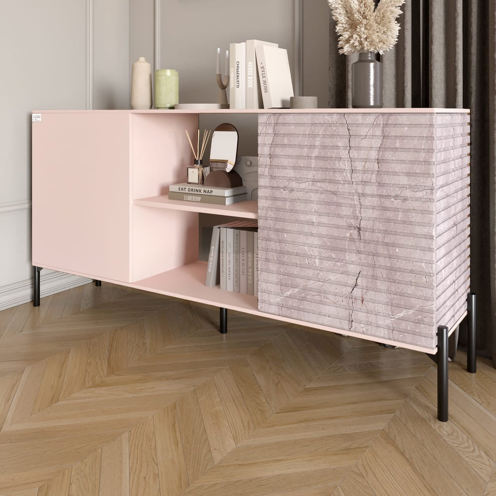 Комод Lion Грей 154x38x76,5 см Розовый/Камень (LION-042800)
