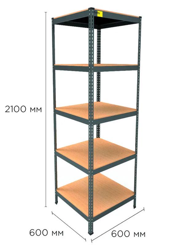 Стеллаж металлический полочный MRL-2100 с 5 полками с нагрузкой 500 кг 600x600 мм Черный - фото 2