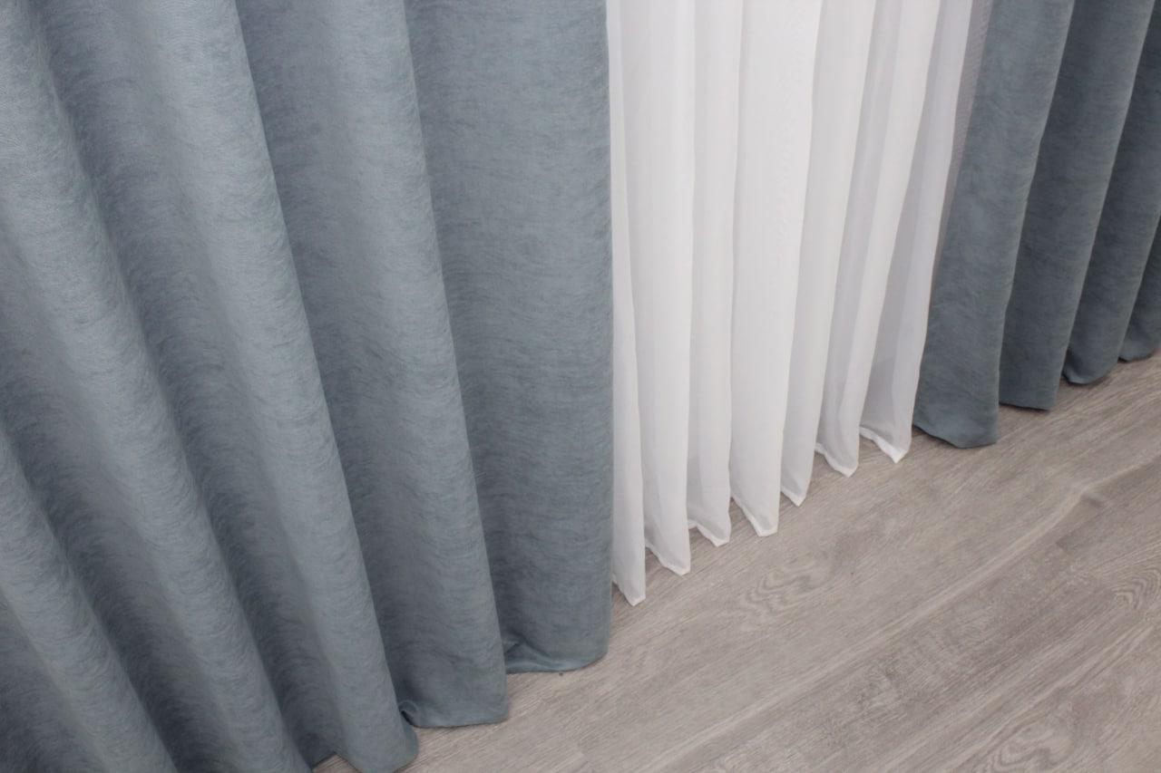 Комплект штор SPARTA микровелюр 1,5х2,7 м 2 шт. Серо-голубой - фото 4 Комплект штор SPARTA микровелюр 1,5х2,7 м 2 шт. Серо-голубой - фото 4