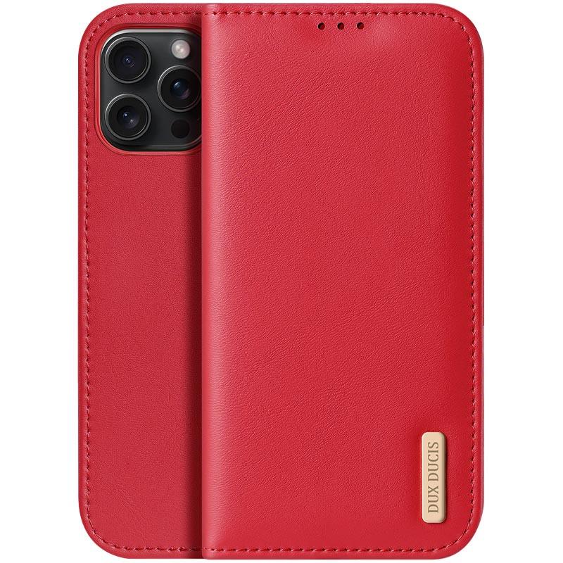 Противоударный Чехол-книжка кожаный Dux Ducis Hivo для Apple iPhone 16 Pro Max Red