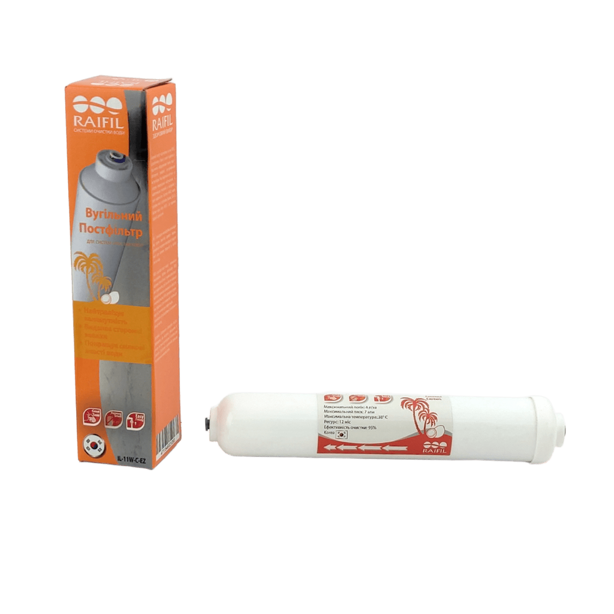 Постфильтр угольный Raifil 11" для обратного осмоса IL-11W-C-EZ (RFL-2886)