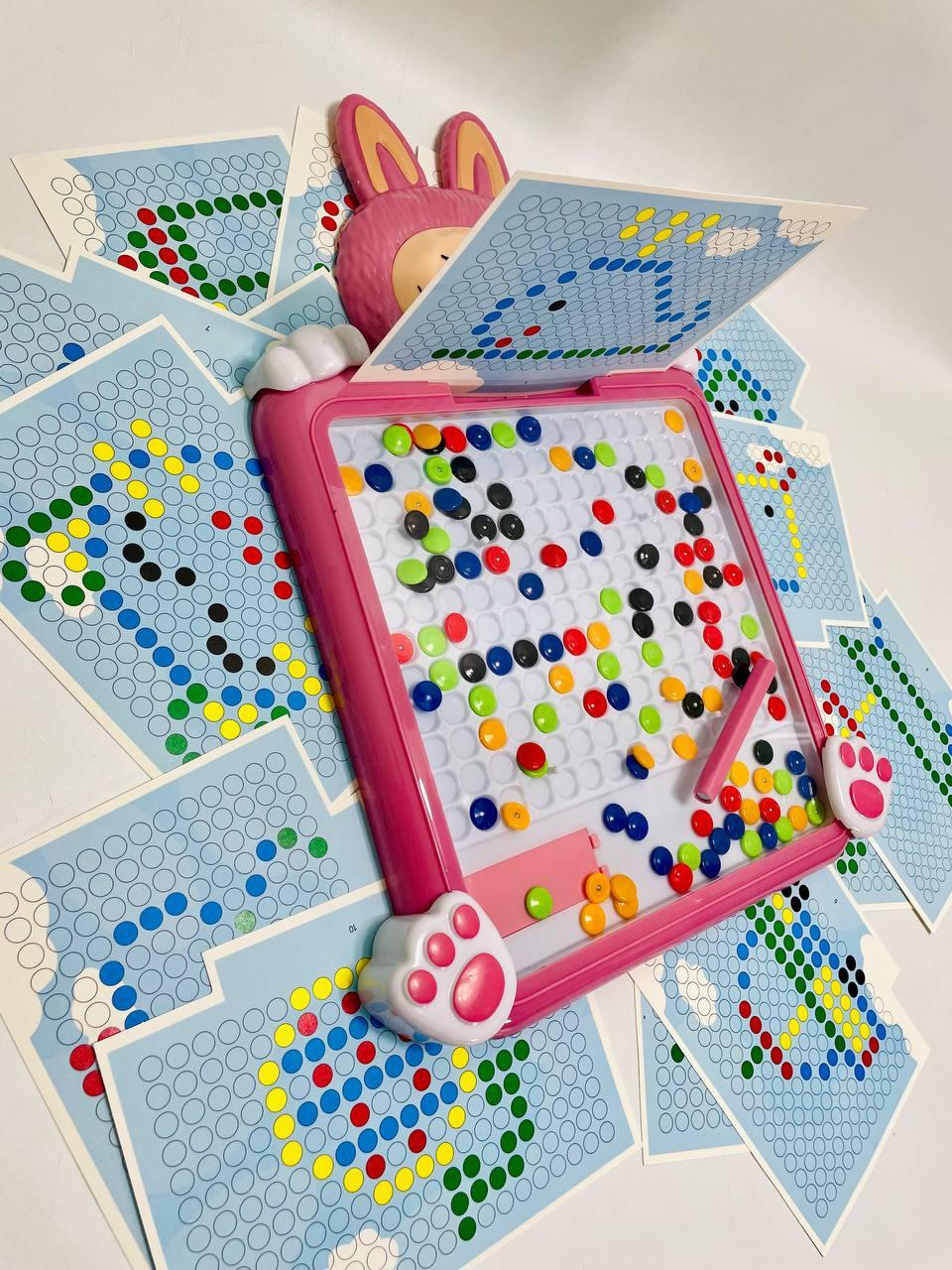 Мозаика магнитная Лабубу стилус цветные шарики 16 двусторонних карточек 40х2,5х25 см Розовый - фото 6 Мозаика магнитная Лабубу стилус цветные шарики 16 двусторонних карточек 40х2,5х25 см Розовый - фото 6