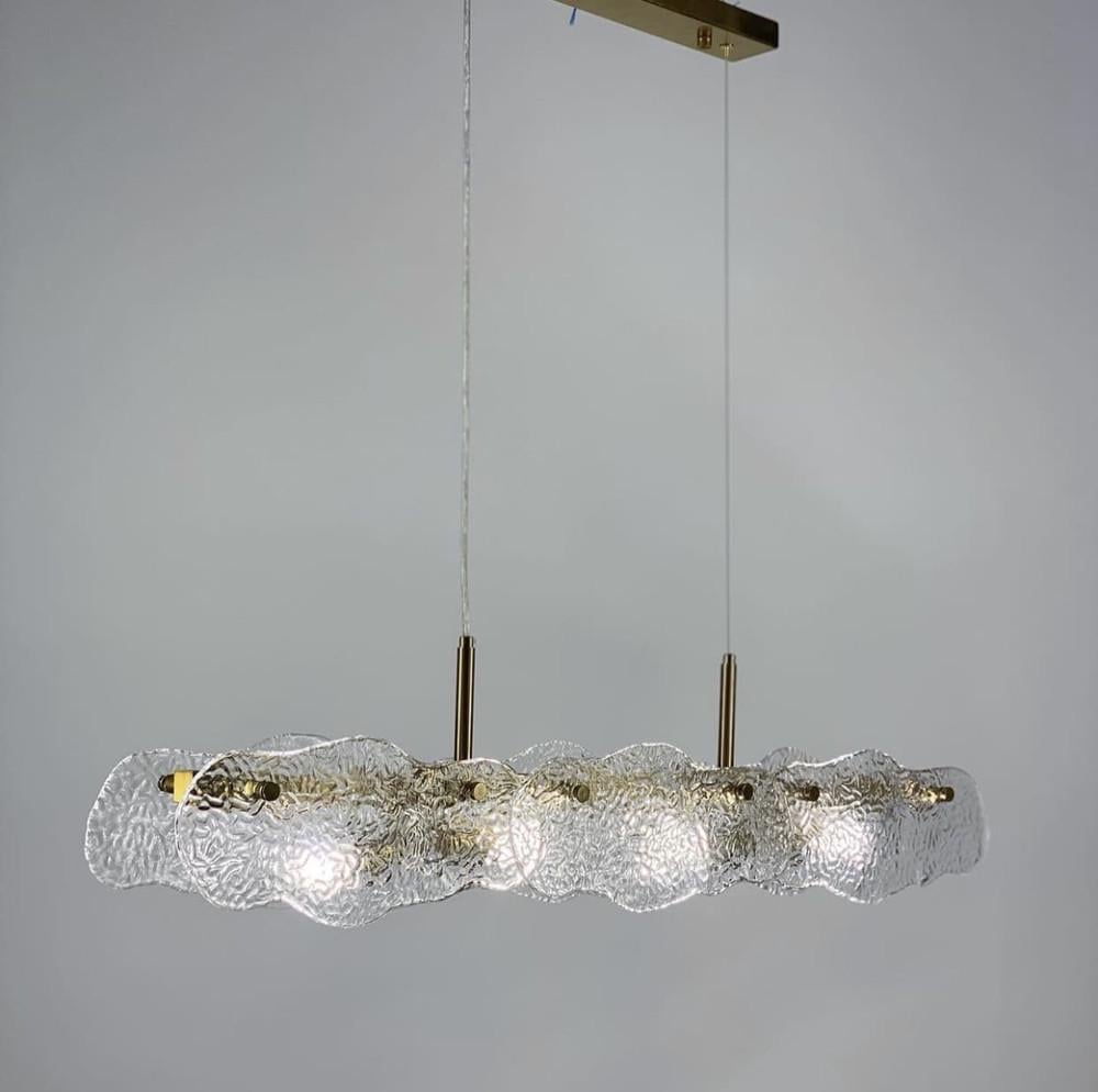 Люстра роскошная удлиненная подвесная Wave shaded с фактурным стеклом 100 см (MD 2001L)