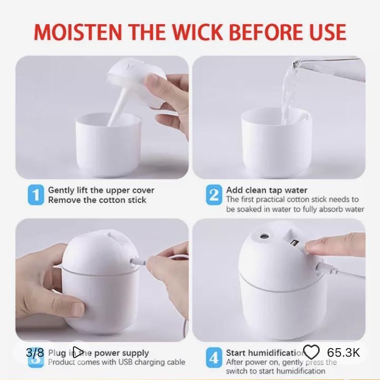 Увлажнитель воздуха портативный Белый (1765470303) - фото 4