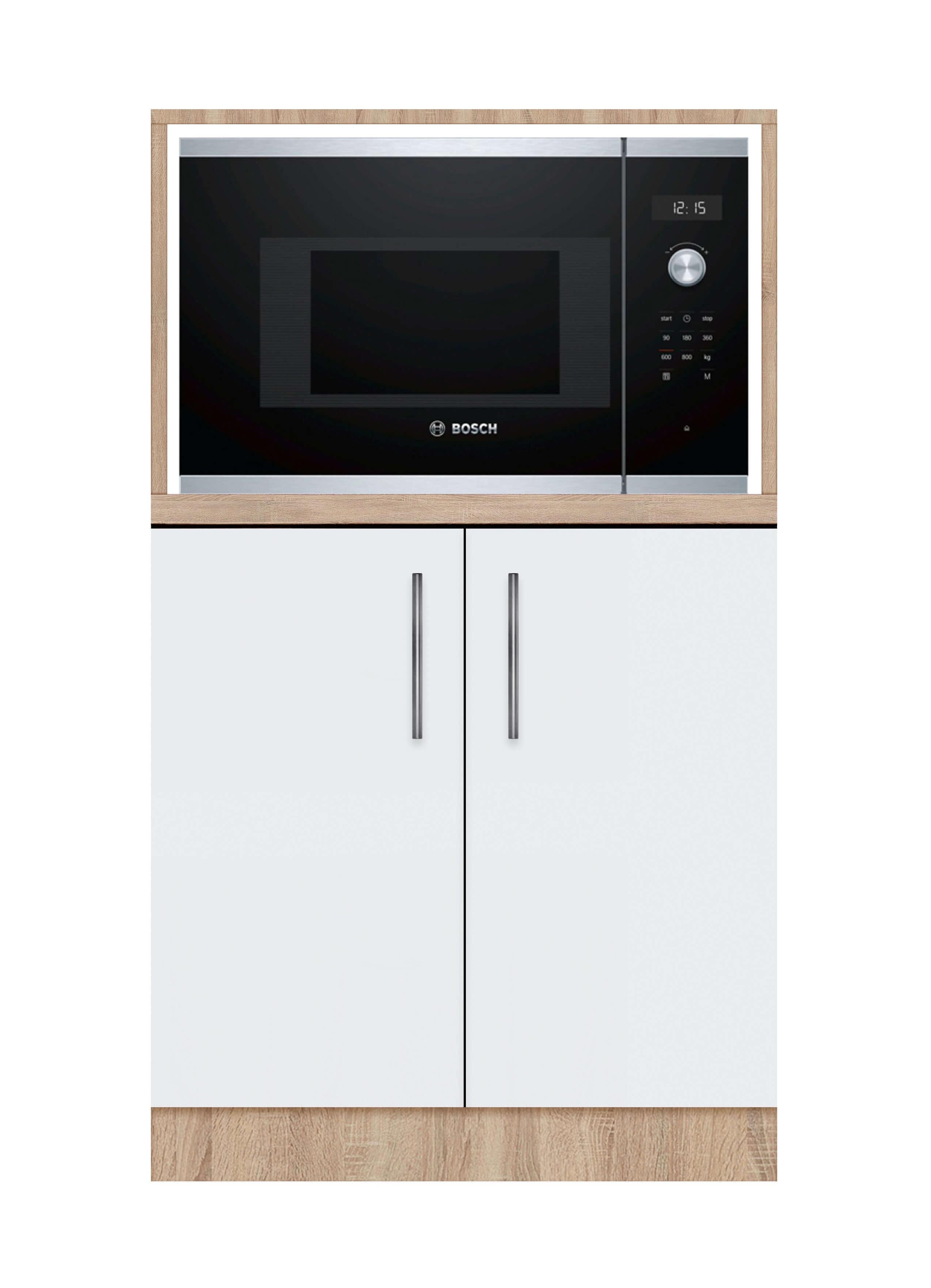 Тумба двухдверная МАКСИ-МЕБЛИ без ящиков с отделом под МВ печь со столешницей 700 Дуб сонома/Белый гладкий (72081)