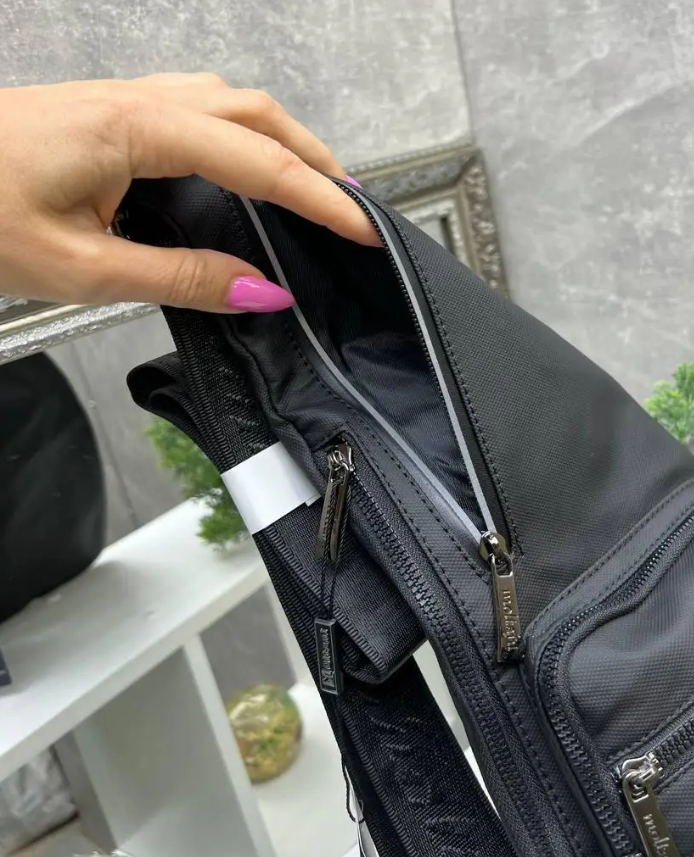 Сумка слинг через плечо мужская из водоотталкивающей ткани 18х42 Черный (2682007775) - фото 5