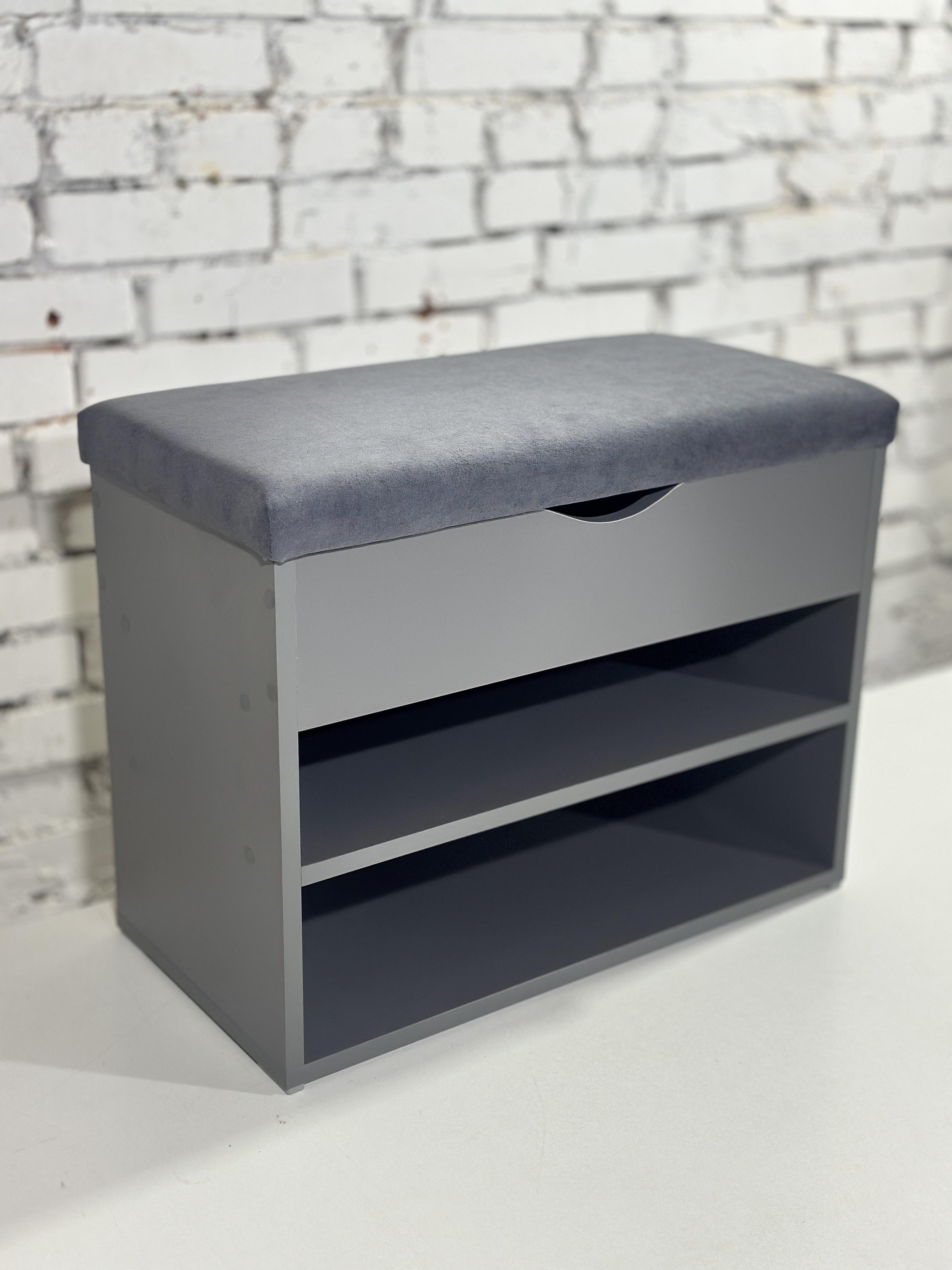 Тумба для обуви ДСП/ткань 30х60х45 см Графитовый/Графитовый - фото 1 Тумба для обуви ДСП/ткань 30х60х45 см Графитовый/Графитовый - фото 1