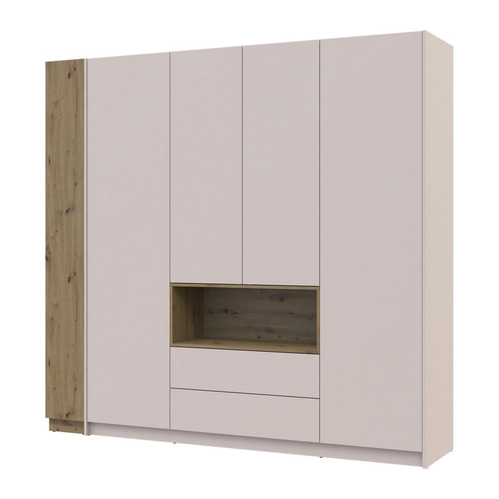 Шкаф с нишей и этажеркой Doros Дейл DRS-011739 4ДСП 234х52х220 см Кашемир/Дуб Артизан (42005159)