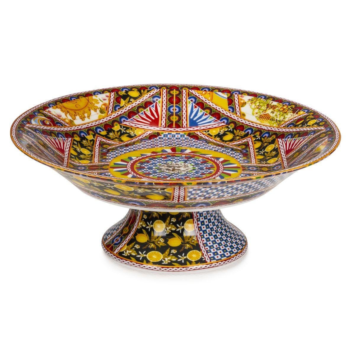 Фруктовница Palais Royal Santa Rosalia с ярким рисунком из фарфора 15х35 см (37048)